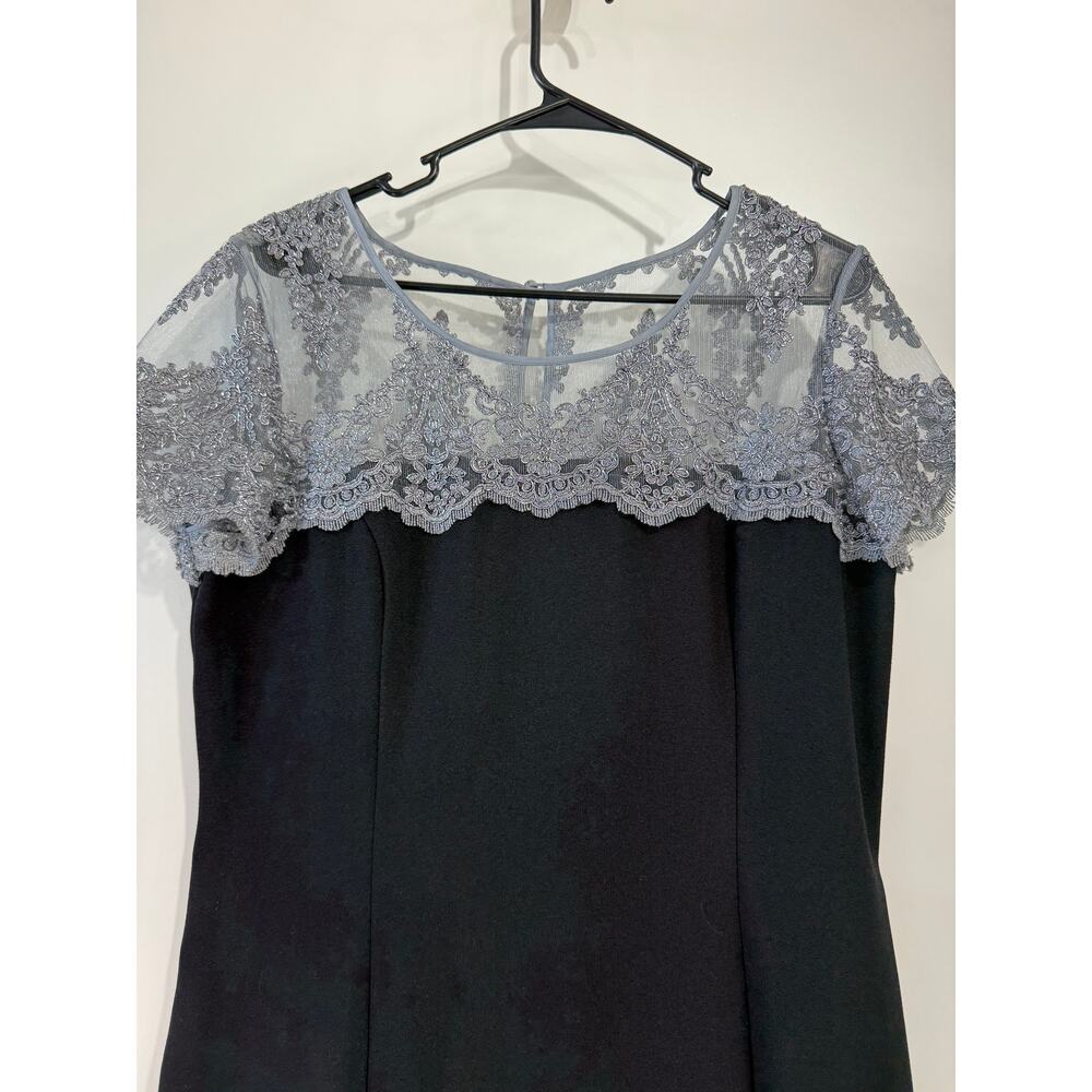 Elegant Black & Silver Lace Gown,Mother of the Bride | Full Formal Dress Size 14 - Picture 6 of 9